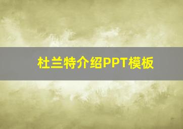 杜兰特介绍PPT模板