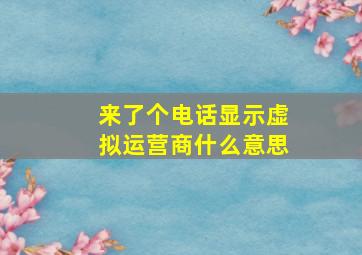 来了个电话显示虚拟运营商什么意思