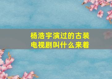 杨浩宇演过的古装电视剧叫什么来着