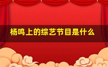 杨鸣上的综艺节目是什么