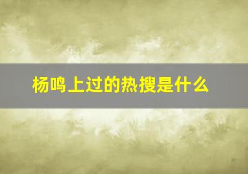 杨鸣上过的热搜是什么