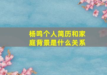 杨鸣个人简历和家庭背景是什么关系