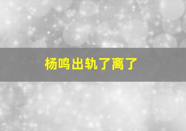 杨鸣出轨了离了