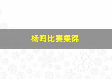 杨鸣比赛集锦