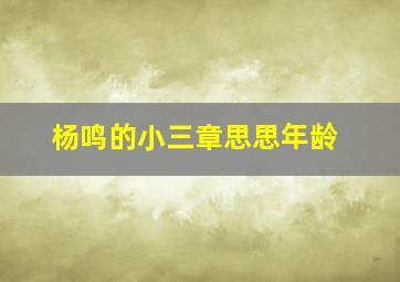 杨鸣的小三章思思年龄