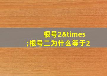 根号2×根号二为什么等于2