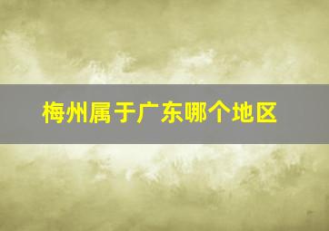 梅州属于广东哪个地区