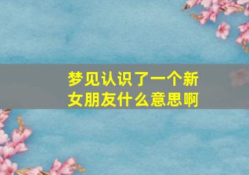 梦见认识了一个新女朋友什么意思啊