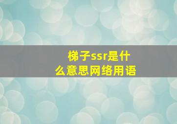 梯子ssr是什么意思网络用语