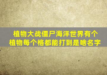 植物大战僵尸海洋世界有个植物每个格都能打到是啥名字