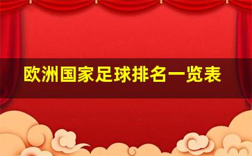 欧洲国家足球排名一览表