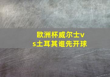 欧洲杯威尔士vs土耳其谁先开球