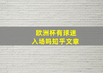 欧洲杯有球迷入场吗知乎文章