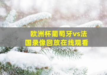 欧洲杯葡萄牙vs法国录像回放在线观看