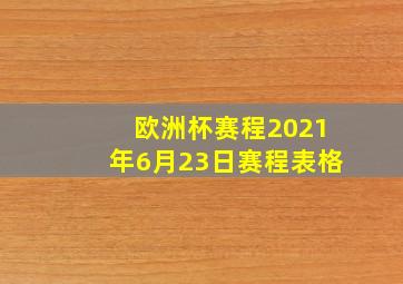 欧洲杯赛程2021年6月23日赛程表格