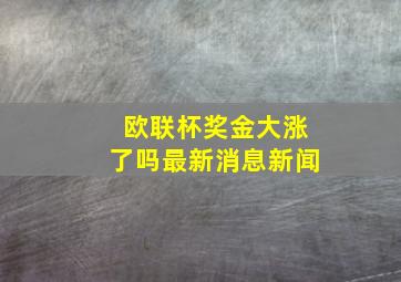 欧联杯奖金大涨了吗最新消息新闻