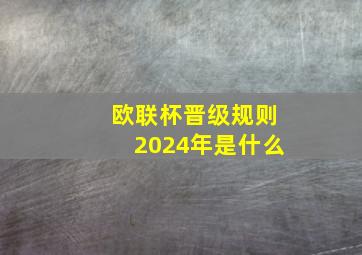 欧联杯晋级规则2024年是什么