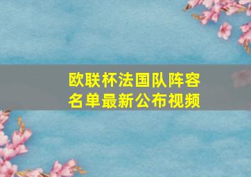 欧联杯法国队阵容名单最新公布视频