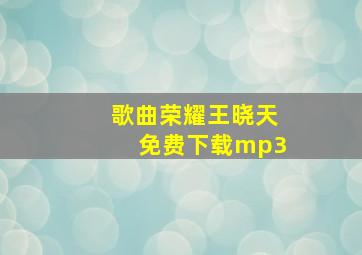 歌曲荣耀王晓天免费下载mp3