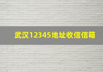 武汉12345地址收信信箱