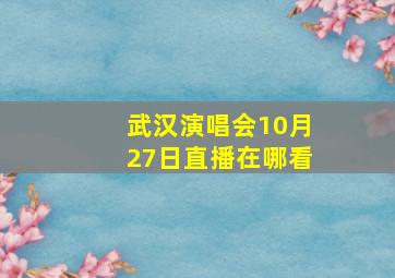 武汉演唱会10月27日直播在哪看