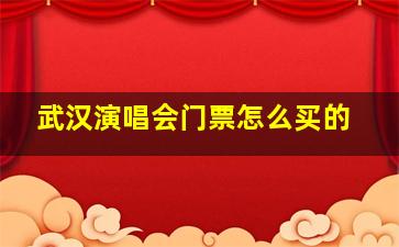 武汉演唱会门票怎么买的