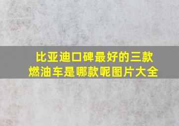 比亚迪口碑最好的三款燃油车是哪款呢图片大全