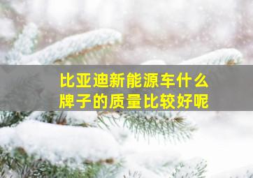 比亚迪新能源车什么牌子的质量比较好呢