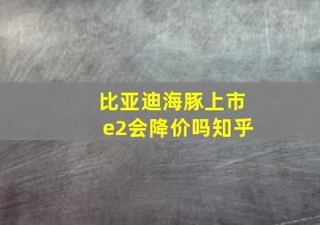 比亚迪海豚上市e2会降价吗知乎