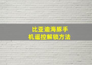 比亚迪海豚手机遥控解锁方法