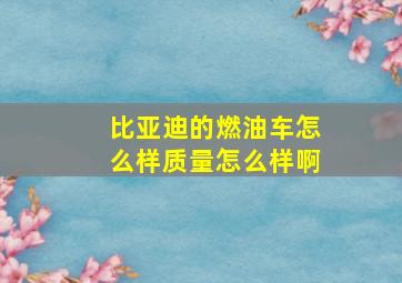 比亚迪的燃油车怎么样质量怎么样啊