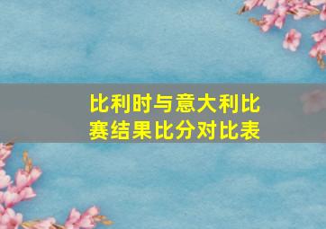 比利时与意大利比赛结果比分对比表