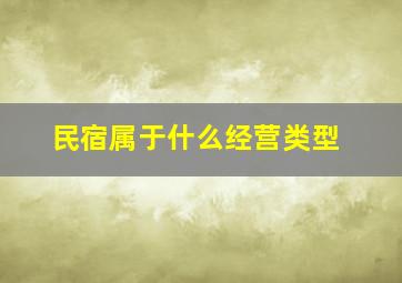 民宿属于什么经营类型