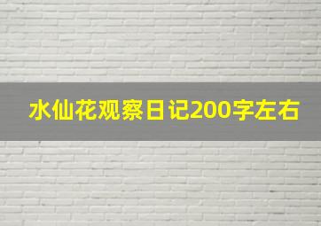 水仙花观察日记200字左右