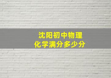 沈阳初中物理化学满分多少分