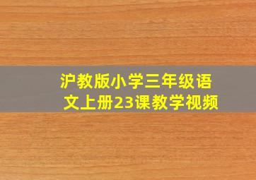 沪教版小学三年级语文上册23课教学视频