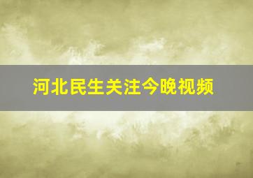 河北民生关注今晚视频