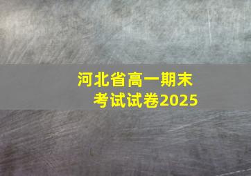 河北省高一期末考试试卷2025