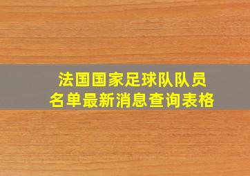 法国国家足球队队员名单最新消息查询表格