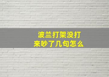 波兰打架没打来吵了几句怎么