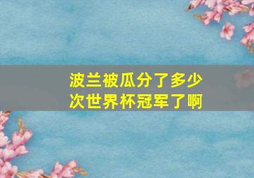 波兰被瓜分了多少次世界杯冠军了啊