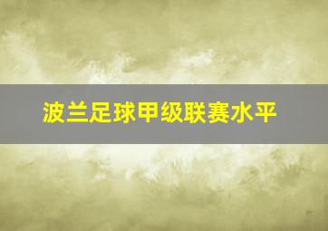 波兰足球甲级联赛水平