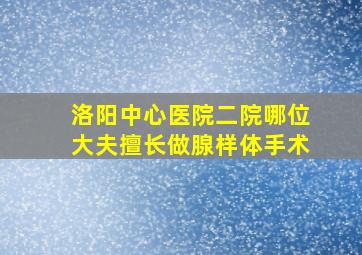 洛阳中心医院二院哪位大夫擅长做腺样体手术