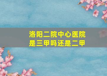 洛阳二院中心医院是三甲吗还是二甲