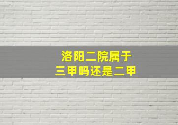 洛阳二院属于三甲吗还是二甲