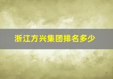 浙江方兴集团排名多少