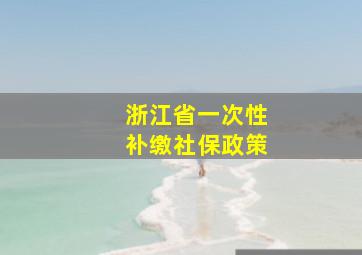 浙江省一次性补缴社保政策