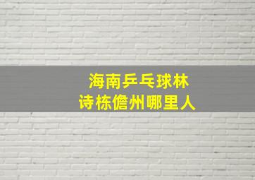 海南乒乓球林诗栋儋州哪里人