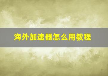 海外加速器怎么用教程