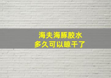 海夫海豚胶水多久可以晾干了